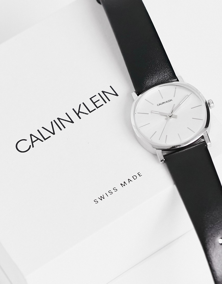 Calvin Klein black strap watch with silver dial