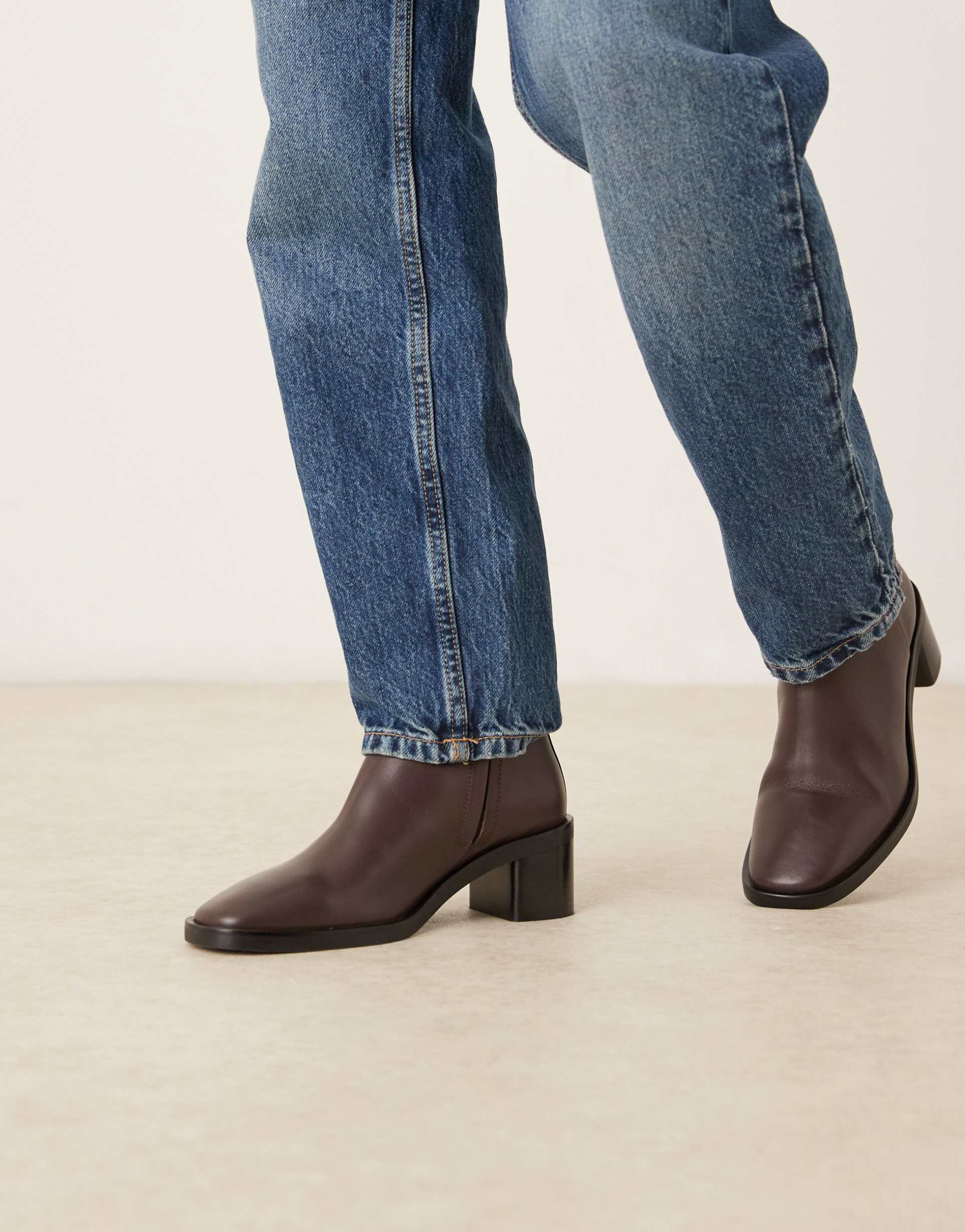 calvin klein block heel pointy boots in deep burgundy
