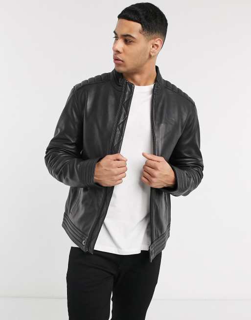 Veste en cuir calvin klein homme new arrivals