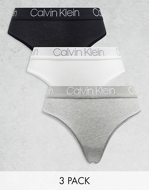 Calvin Klein Body Cotton 3 pack high waist thong in multi