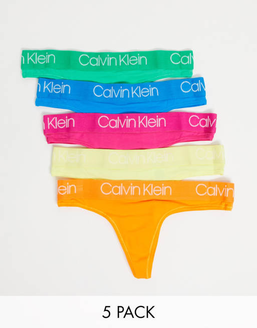 Calvin Klein Body Cotton Pride 5-pack lingerie thongs in multi colour | ASOS