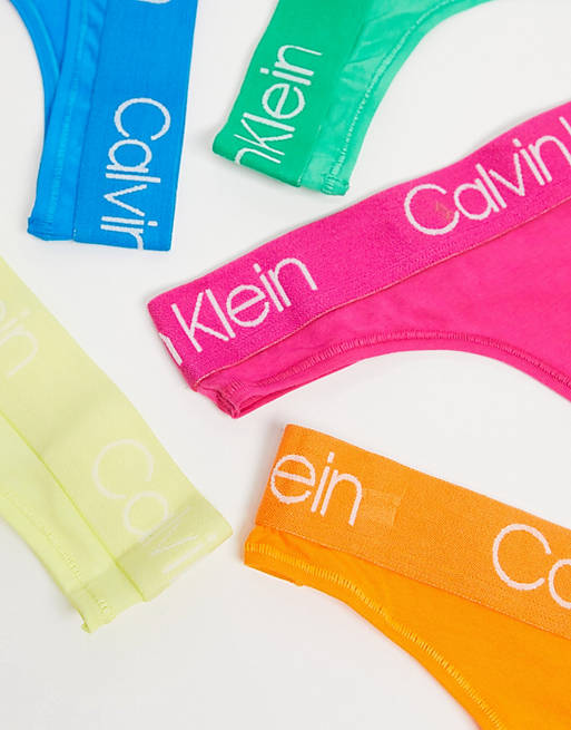 Calvin Klein Body Cotton Pride 5-pack lingerie thongs in multi colour | ASOS