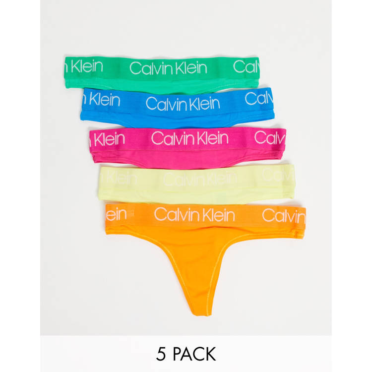 Calvin Klein Body Cotton Pride 5 pack thongs in multi colour | ASOS