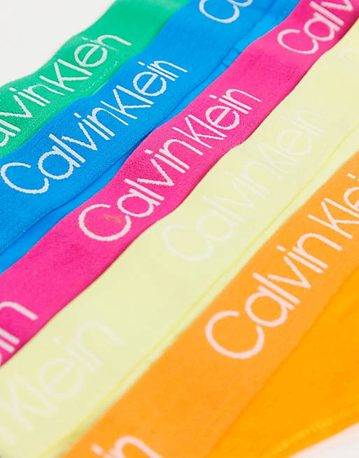 Calvin Klein Body Cotton Pride 5 pack thongs in multi colour | ASOS