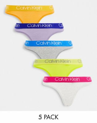 Calvin Klein Body Cotton thong 5 pack in multi colours
