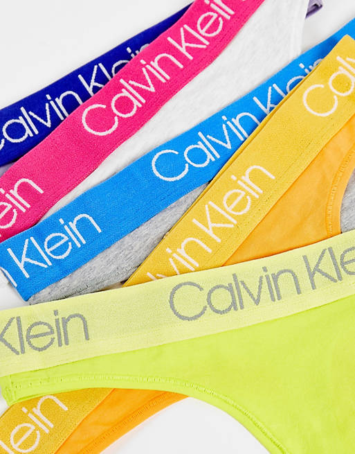 Calvin Klein Body Cotton thong 5 pack in multi colours | ASOS