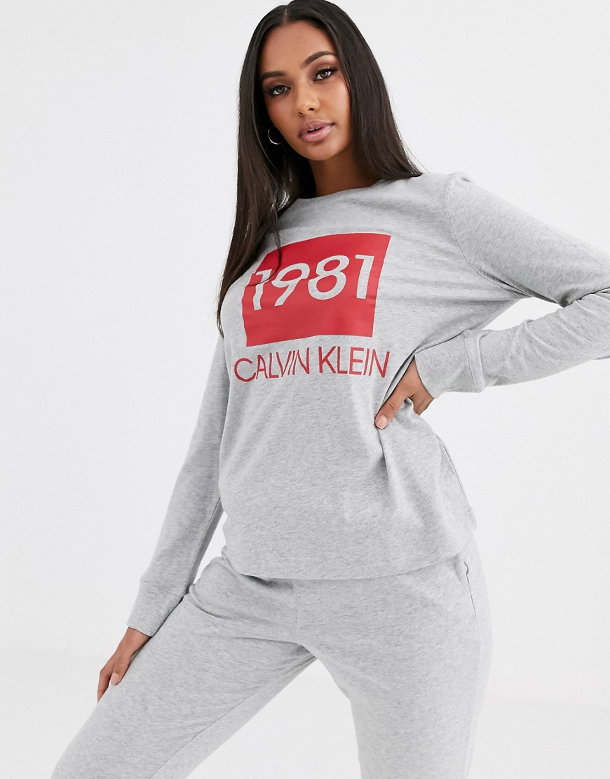 Calvin Klein Bold 1981 long sleeve sweater and jogger set in grey