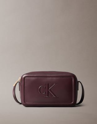 Calvin Klein Bold Logo Camera Bag With Strap In Brown