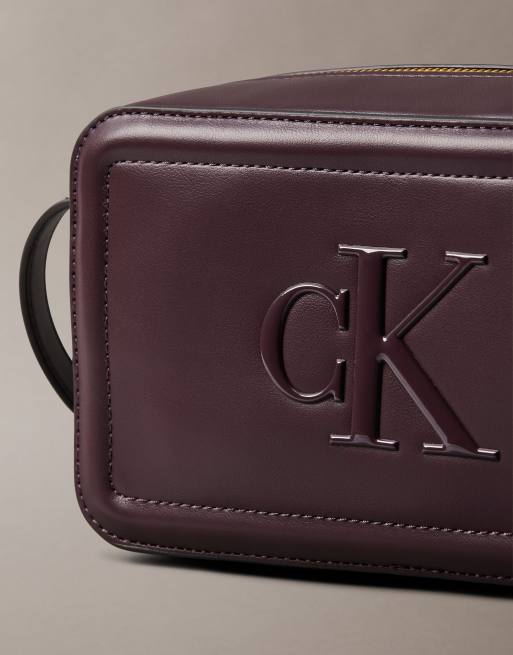 Calvin Klein bold logo camera bag with strap in chocolate brown, 3 of 3