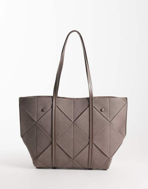 Calvin Klein - bolso shopper de ante tejido con bolsa interior en topo, 4 de 4