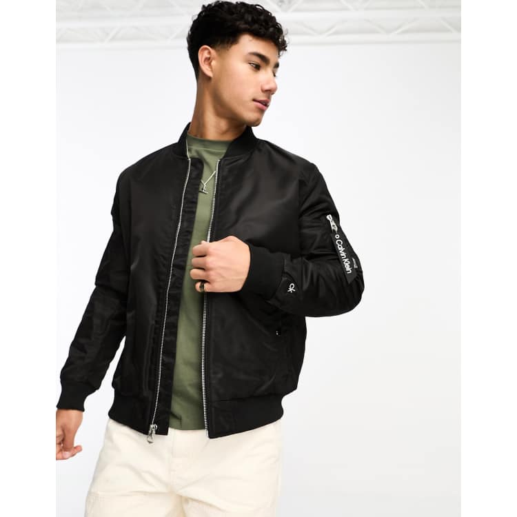 Calvin klein hotsell bomber leather jacket