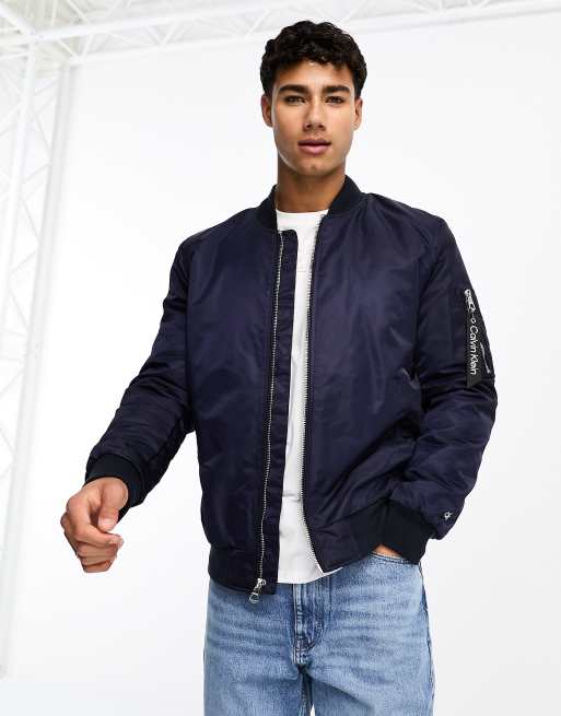 Calvin klein navy bomber on sale jacket