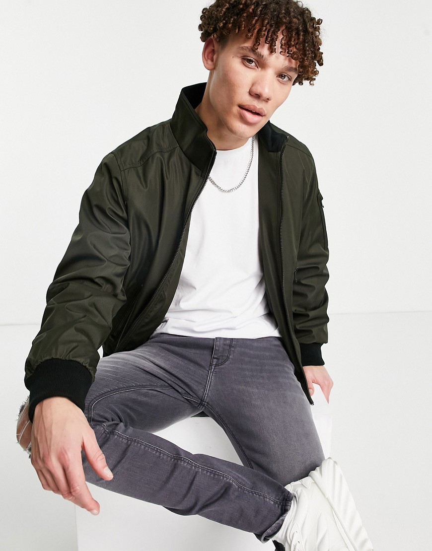 Calvin Klein Bomber Jacket In Olive Green