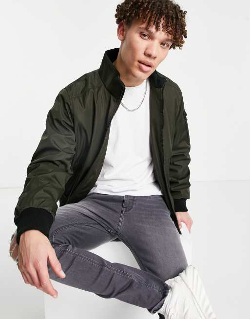 Calvin klein green bomber on sale jacket