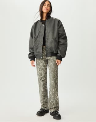 Calvin Klein - Bomberjacke in Grau mit Bleich-Effekt