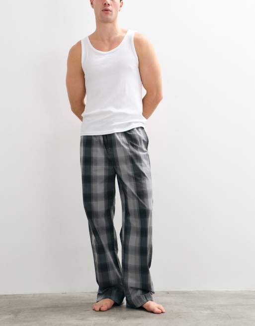 Calvin Klein bomulls pyjamasbyxor i svart- och grårutigt, 2 av 5