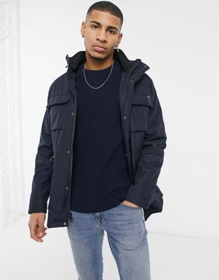Fonkeling sleuf Onleesbaar Calvin Klein bonded ripstop jacket in dark blue | ASOS