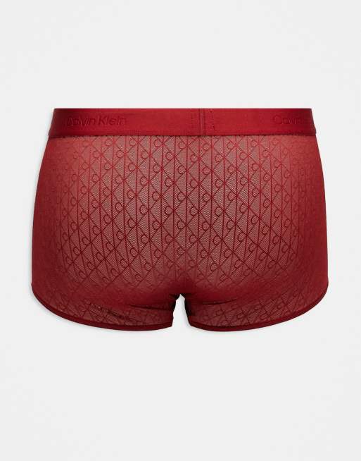 Calvin Klein - Bordeaux lavtaljede boksershorts med blonder, 3 af 3