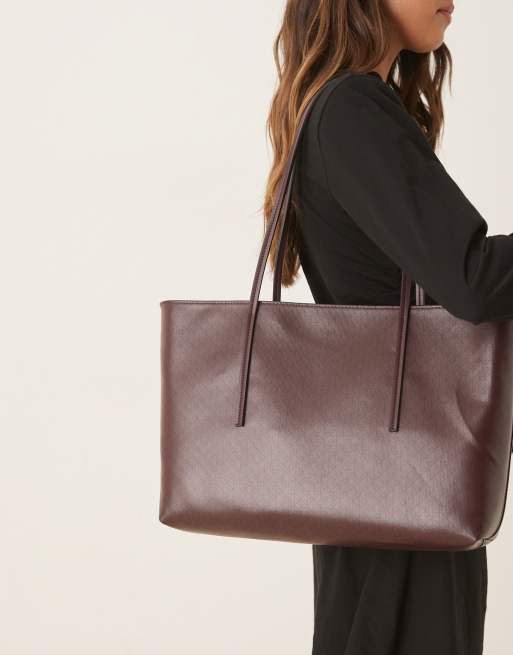 Calvin Klein - Bordeauxrød tote-taske med logoprint, 3 af 4