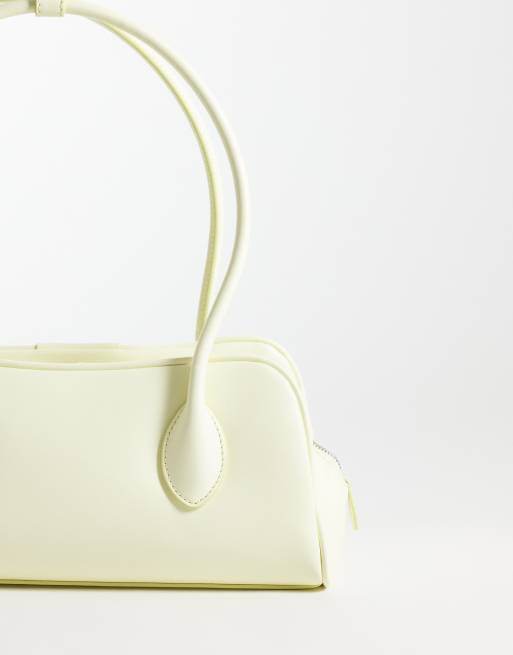 Calvin Klein borsa a spalla con texture grain e charm in metallo, giallo pallido, 4 di 4