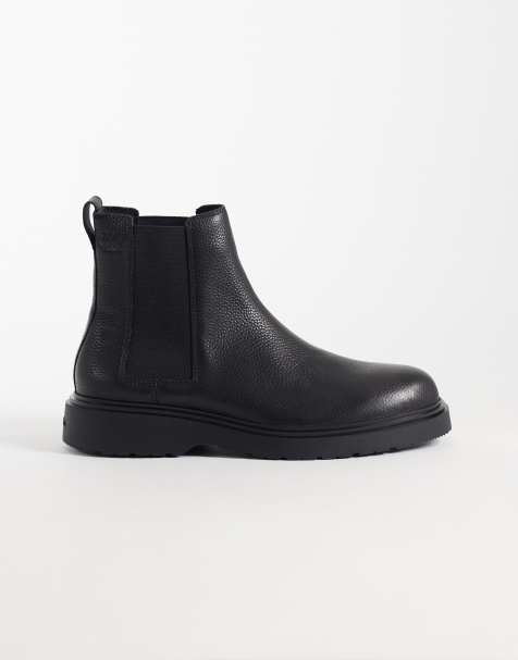 Calvin Klein - botín Chelsea de cuero negro estilo militar - view 1