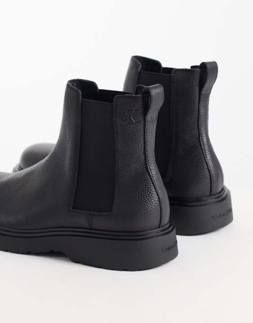 Calvin Klein bottines Chelsea de combat en cuir essentielles noires, 2 de 4