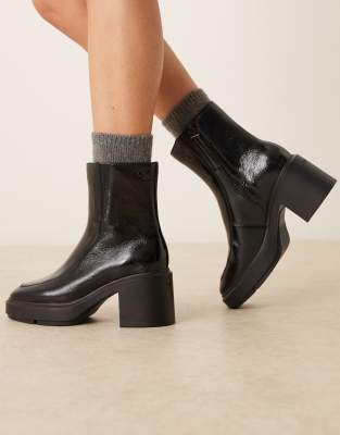 Calvin Klein - Bottines en cuir à talon carré - Noir