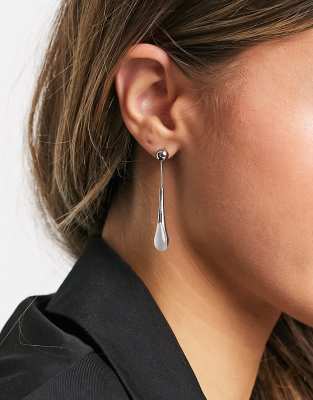Calvin Klein - Boucles d'oreilles à pendant en pierre fantaisie - Argenté et blanc