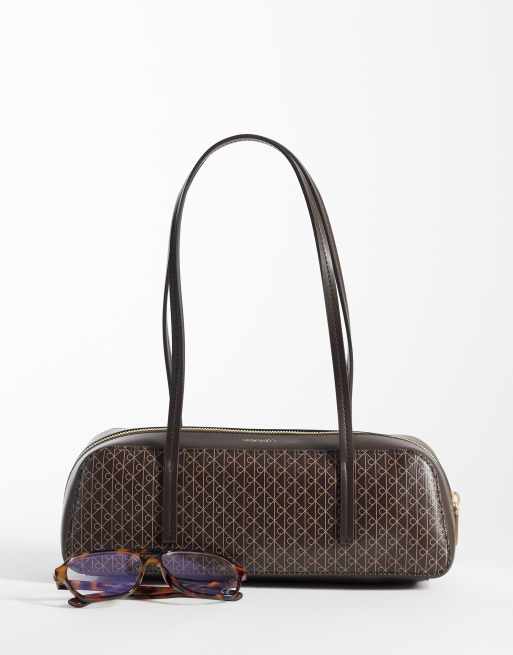 Calvin Klein bowling bag with emblem print in chocolate brown, 2 of 4
