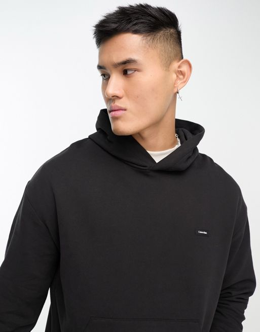 Calvin Klein box logo comfort hoodie in black | ASOS
