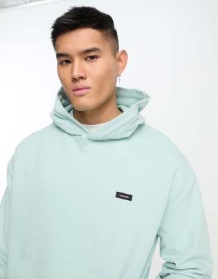 Calvin Klein box logo comfort hoodie in mint-Green