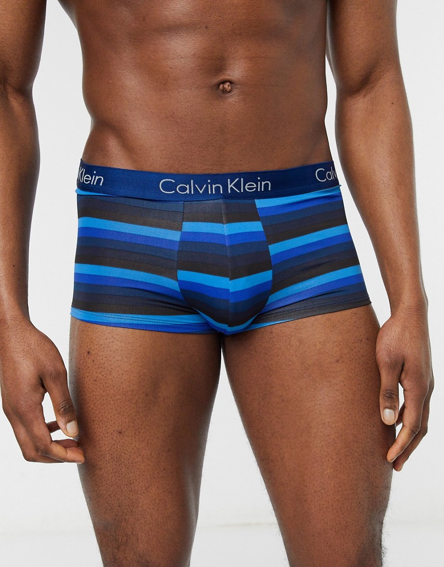 Calvin Klein - Boxer aderenti a vita bassa a righe-Blu