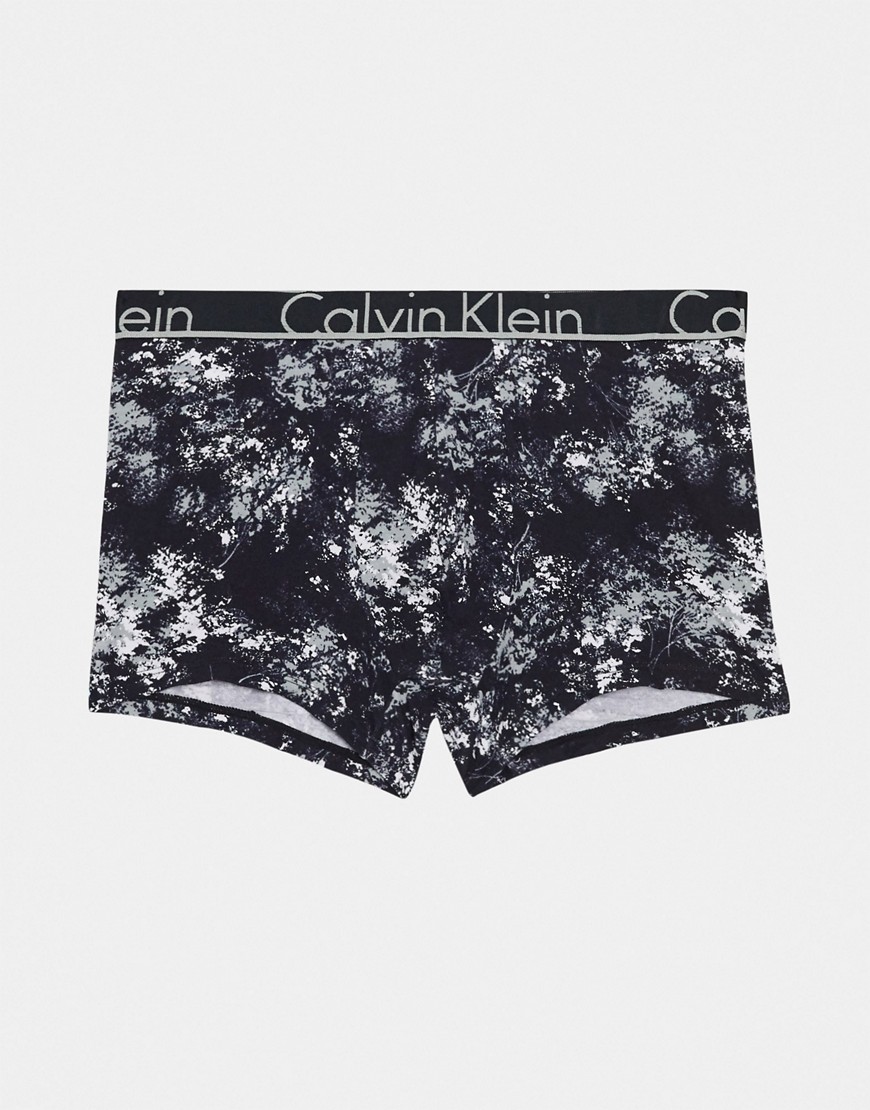 Calvin Klein - Boxer aderenti con stampa di foglie neri-Nero