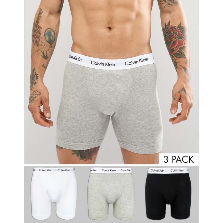 Calvin Klein Boxer Brief Trunks 3 Pack in Cotton Stretch ASOS