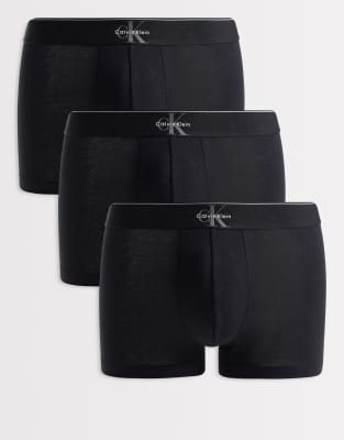Calvin Klein Uomo Nero Graphic Monogram Cotton Stretch Trunks 3 Pack - Immagine 5