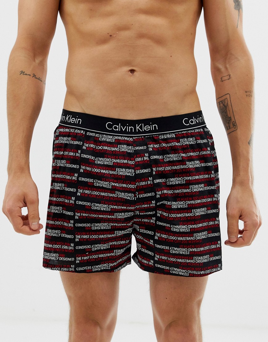 Calvin Klein - Boxer neri con stampa appariscente e logo-Nero