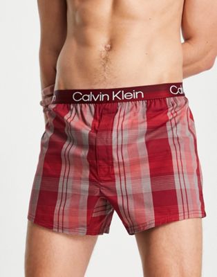 Calvin Klein slim fit boxer in red check - ASOS Price Checker