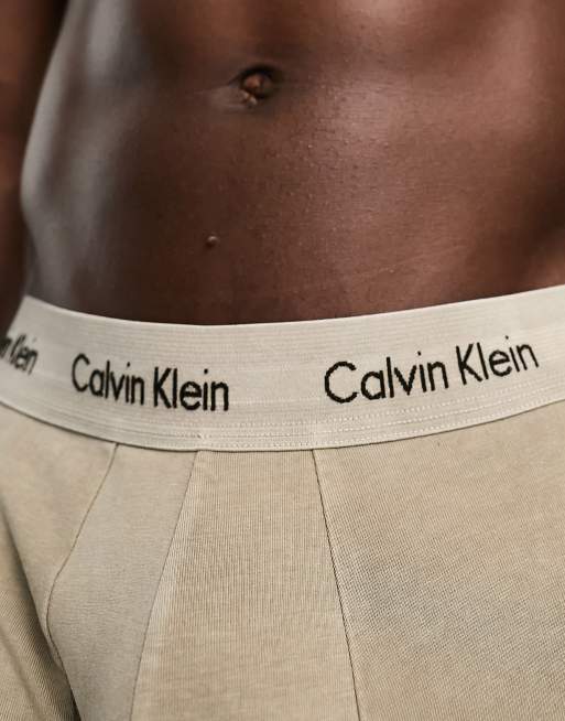 Calvin Klein Boxer taille basse en coton stretch avec delavage effet mineral Beige ASOS
