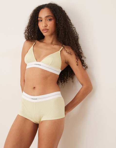 Calvin Klein - Boyshort van geribbeld modal in zachtgeel - view 1