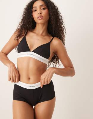 Calvin Klein - Boyshorts aus geripptem Modal in Schwarz
