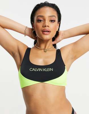calvin klein yellow bikini top