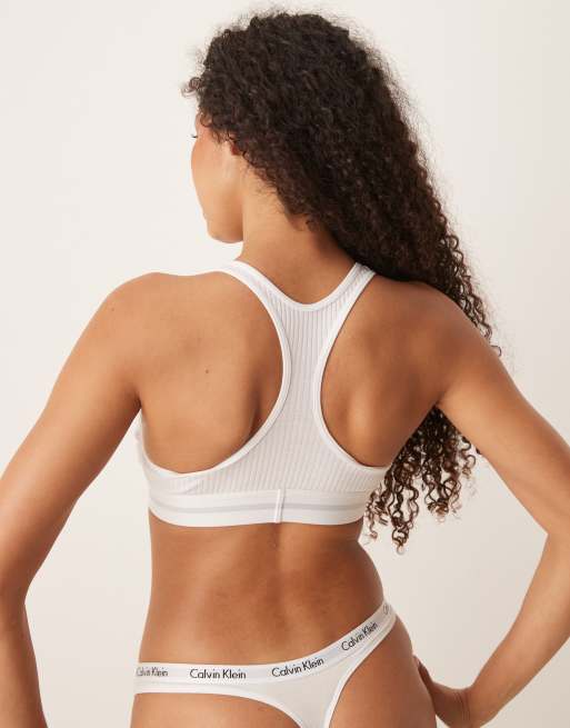 Calvin Klein - Brassière côtelée en modal - Blanc, 2 de 4