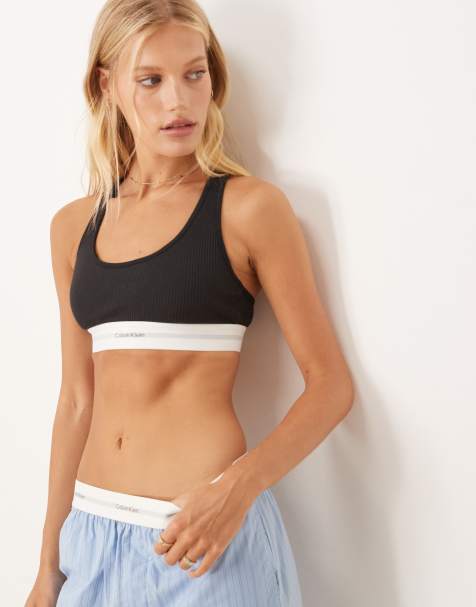 Calvin Klein - Brassière in modal nera a coste - view 1