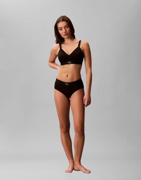 Calvin Klein - Brassière légèrement doublée avec logo - Noir - view 1