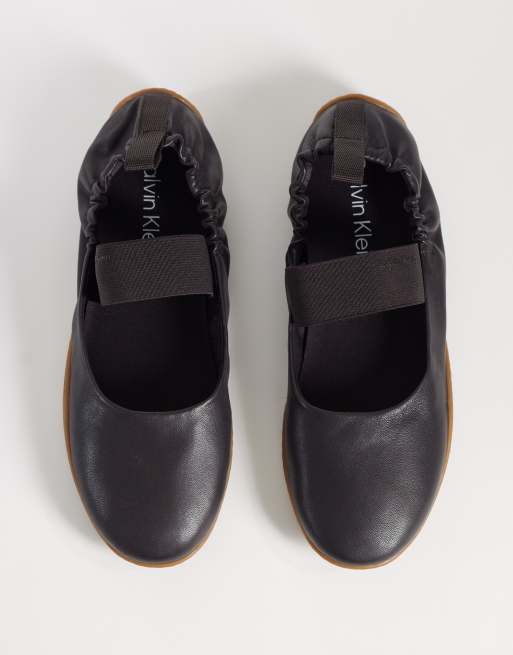 Calvin Klein – Brązowe skórzane balerinki, 2 z 4