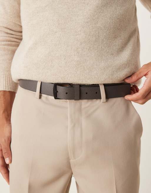 Calvin Klein – Brązowy pasek ze skóry licowej o szerokości 35 mm 