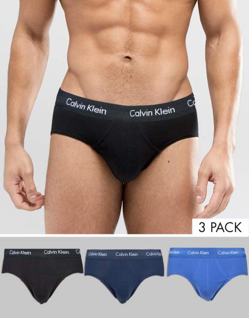 Calvin Klein 3-pack jockstraps in black with coloured waistband