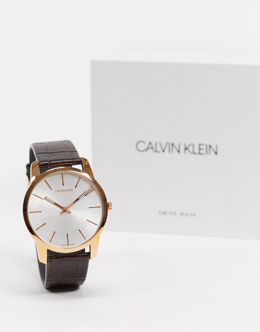 Calvin Klein brown strap watch