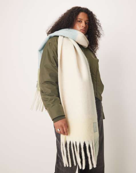 Calvin Klein brushed check chunky scarf in pop yellow - view 1