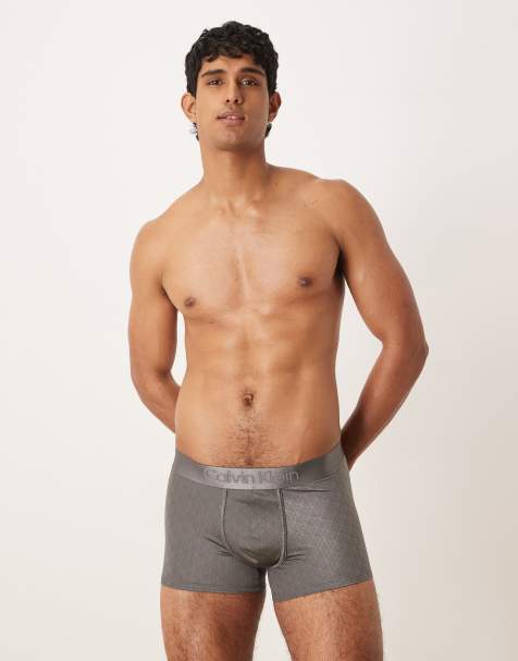 Calvin Klein brushed micro trunks in charcoal - view 1